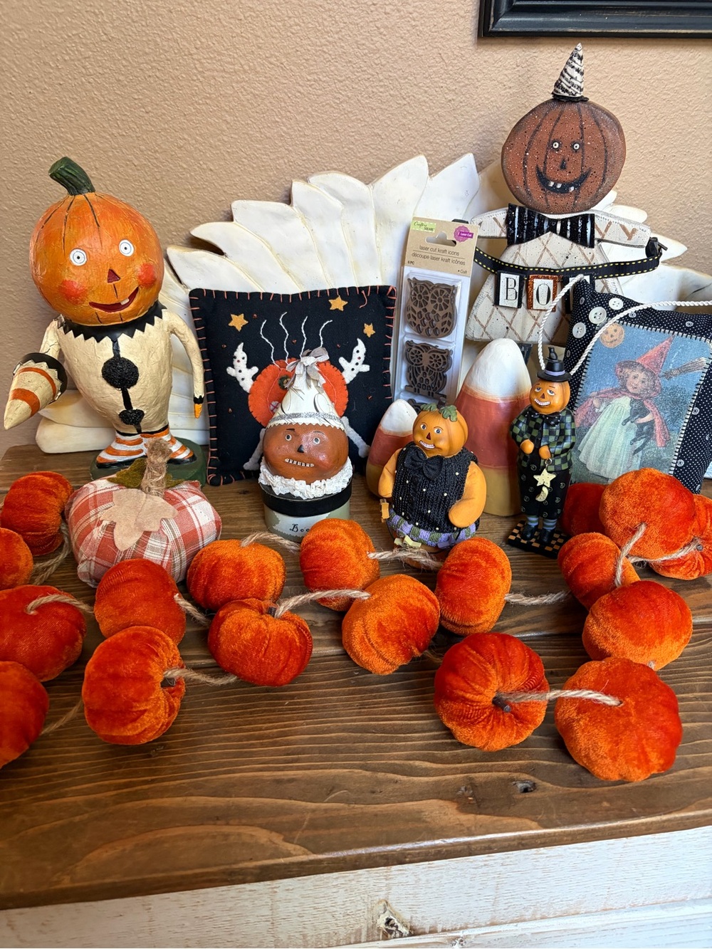 Vintage Halloween Lot Bethany Lowe Nicol Sayre Velvet Garland Boo Lil Pumpkin